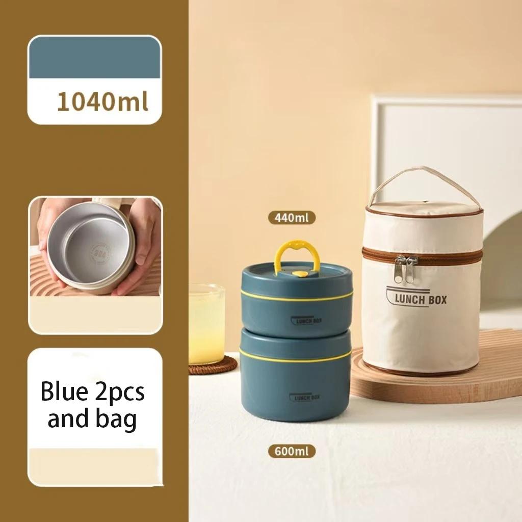 304 Stainless Steel Insulated Lunch Box Stackable 3 Separate Microwave Bento Box Sealed Leak Proof Soup Bowl Office Lunch-box