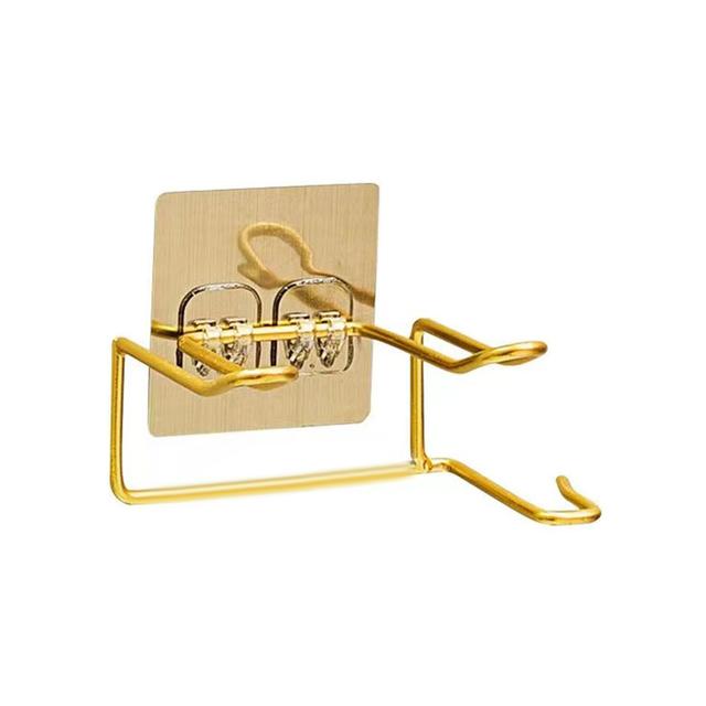 

Держатель для фена из нержавеющей стали, настенный держатель для фена для ванной комнаты, монтаж без проколов, ленивый кронштейн для фена для туалета 1PCS золотой