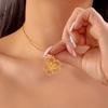 Edelstahl Hohlblumen Anhänger Halskette für Damen Minimalistisch Goldfarbene Blumen Halskette Anhänger Hochzeitsparty Schmuck