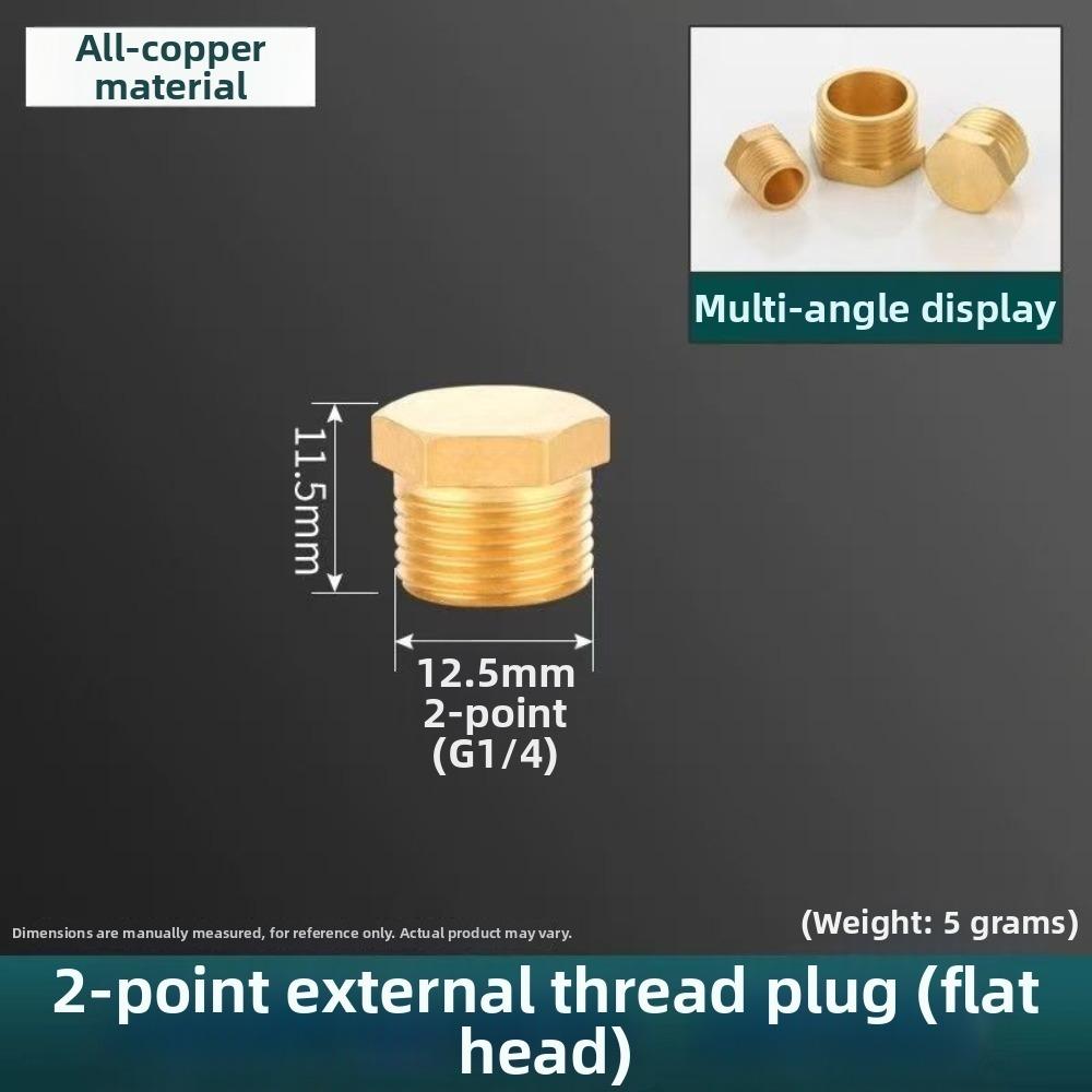 Brass Threaded Pipe Plug Threaded Hex Head Blind Stopper Pressure Resistant Corrosion Resistant Pipe Connector Plumbing Fitting