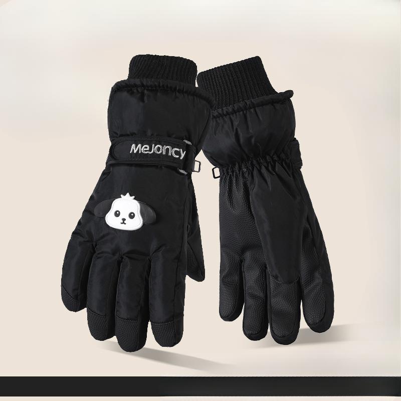 

Новый стиль детских лыжных перчаток для осени и зимы Толстый бархатный хлопок Трам Ветрозащита и тепло Карикатурный милый Сенсорный экран One Size