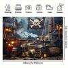 2D Piratenschiff Kulisse Totenkopf mit gekreuzten Knochen Flagge Schatztruhe Hintergrund für Party