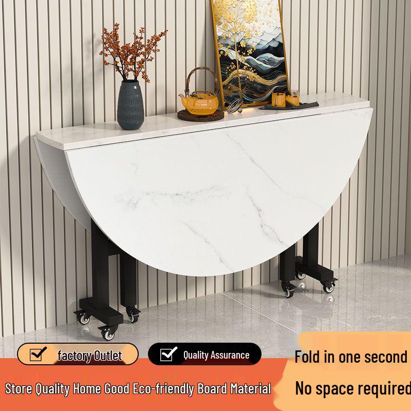 Round Folding Dining Table for Small Apartments: Multifunctional, Extra Thick, Movable, Ideal for Living Room.