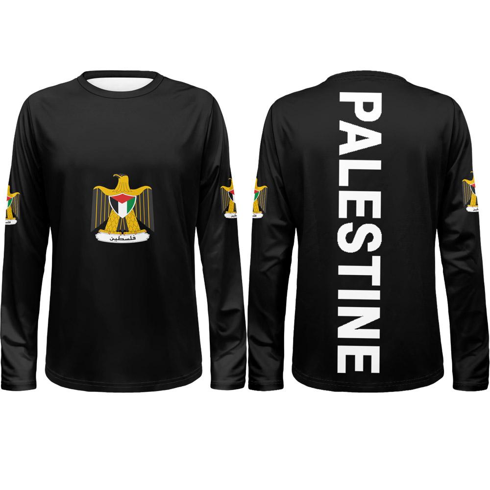 

Spring and Autumn Round Neck 3D Palestine Flag Printed Top Fashionable Casual Long Sleeved Men s T-shirts 5XL