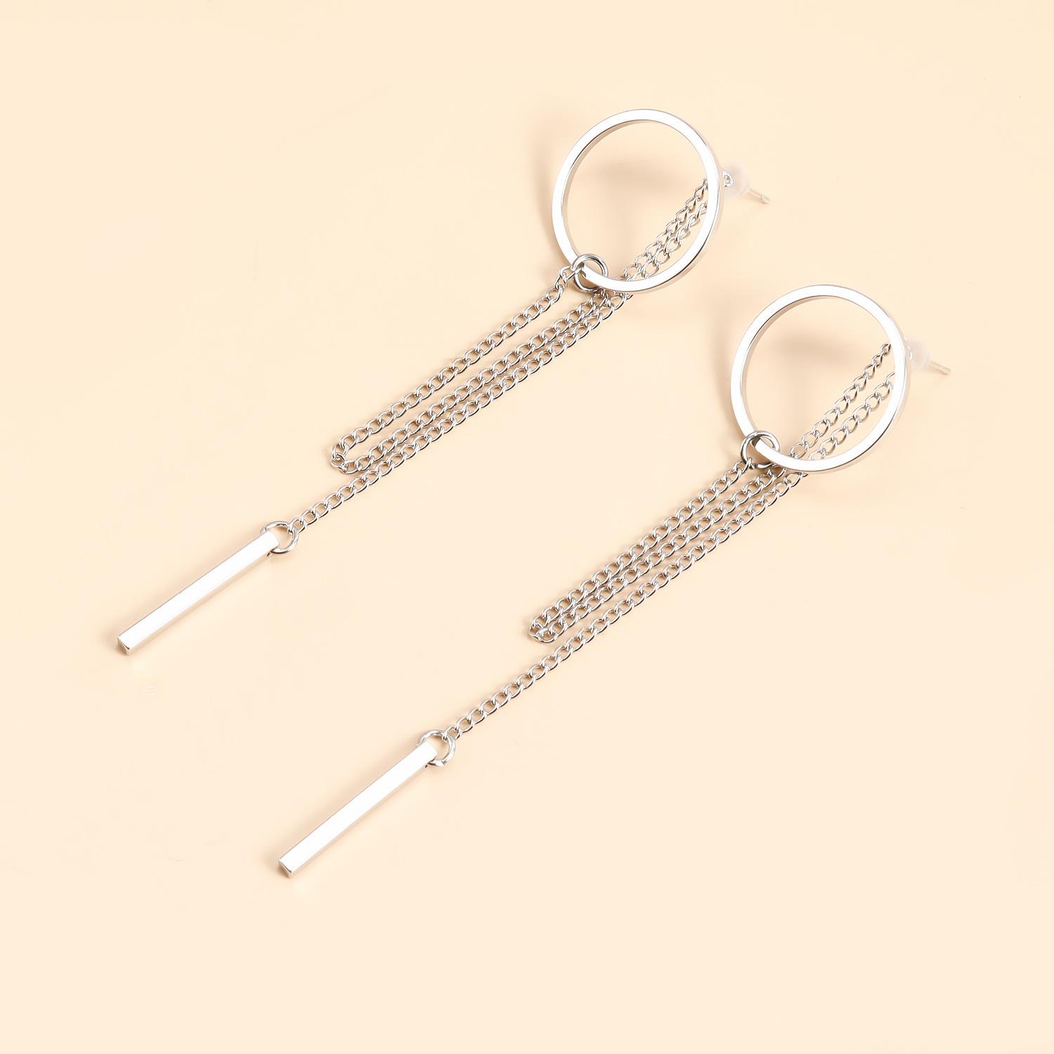 

Модные полые круглые серьги с длинной кисточкой серебряный