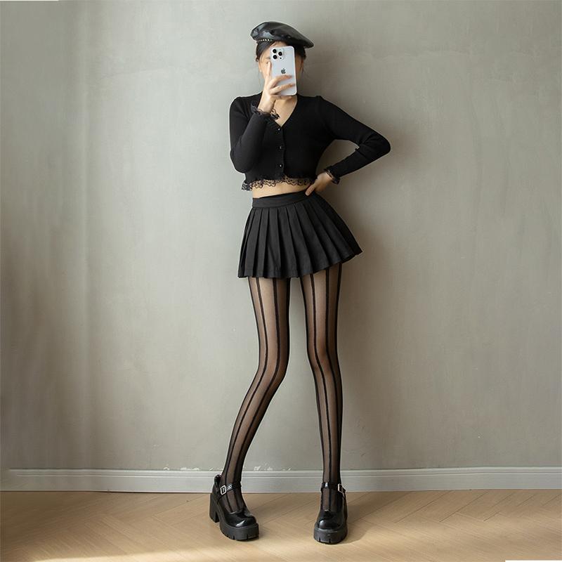 1/2/3Pcs Striped Jacquard Tights, Stylish Ultra-thin Slimming Pantyhose, Women's Stockings & Hosiery