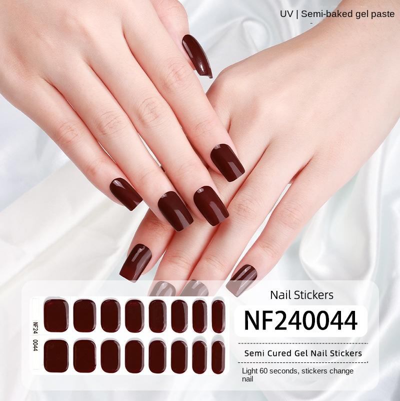 

Новые полуотвержденные гелевые наклейки для маникюра, однотонные наклейки для ногтей с чистым луковым гелем, простая лампа для запекания, гелевая лампа для маникюра NF240044