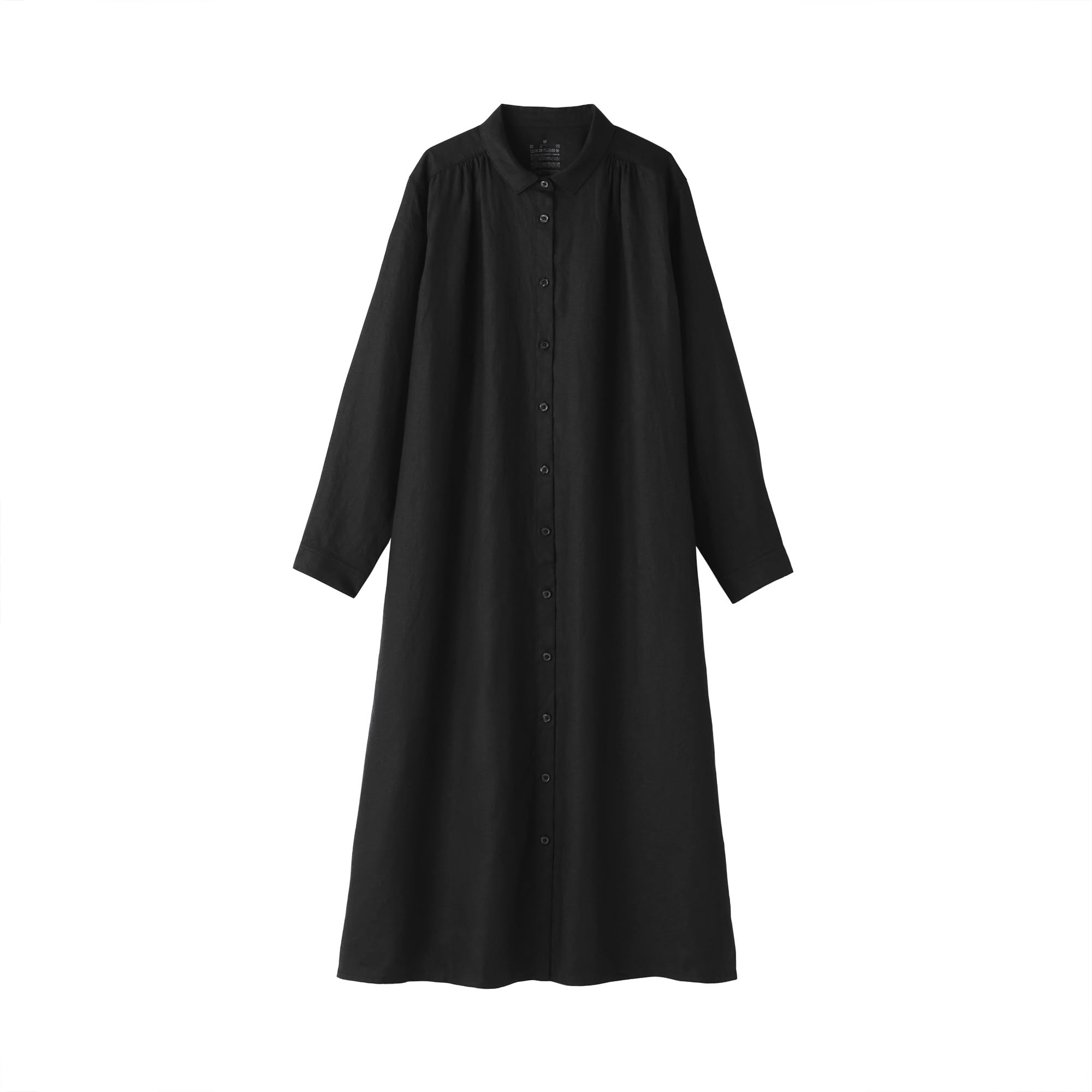 

MUJI Women s Linen Washed Long Sleeve Shirt Dress, Black, Size Small, BC2LDA5S