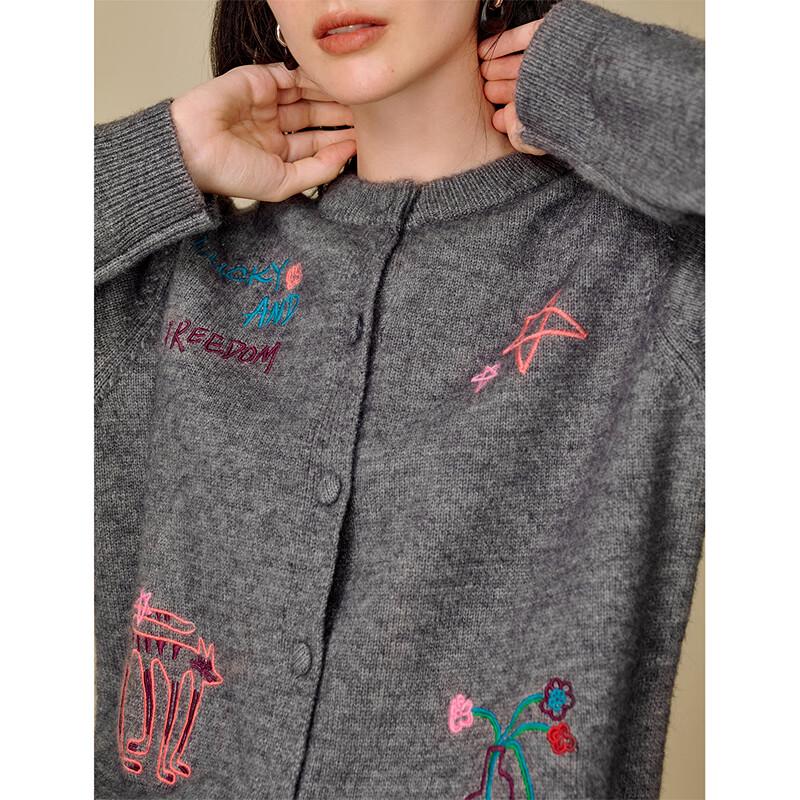 

Женский вязаный кардиган INMAN с вышивкой и цветными блоками L