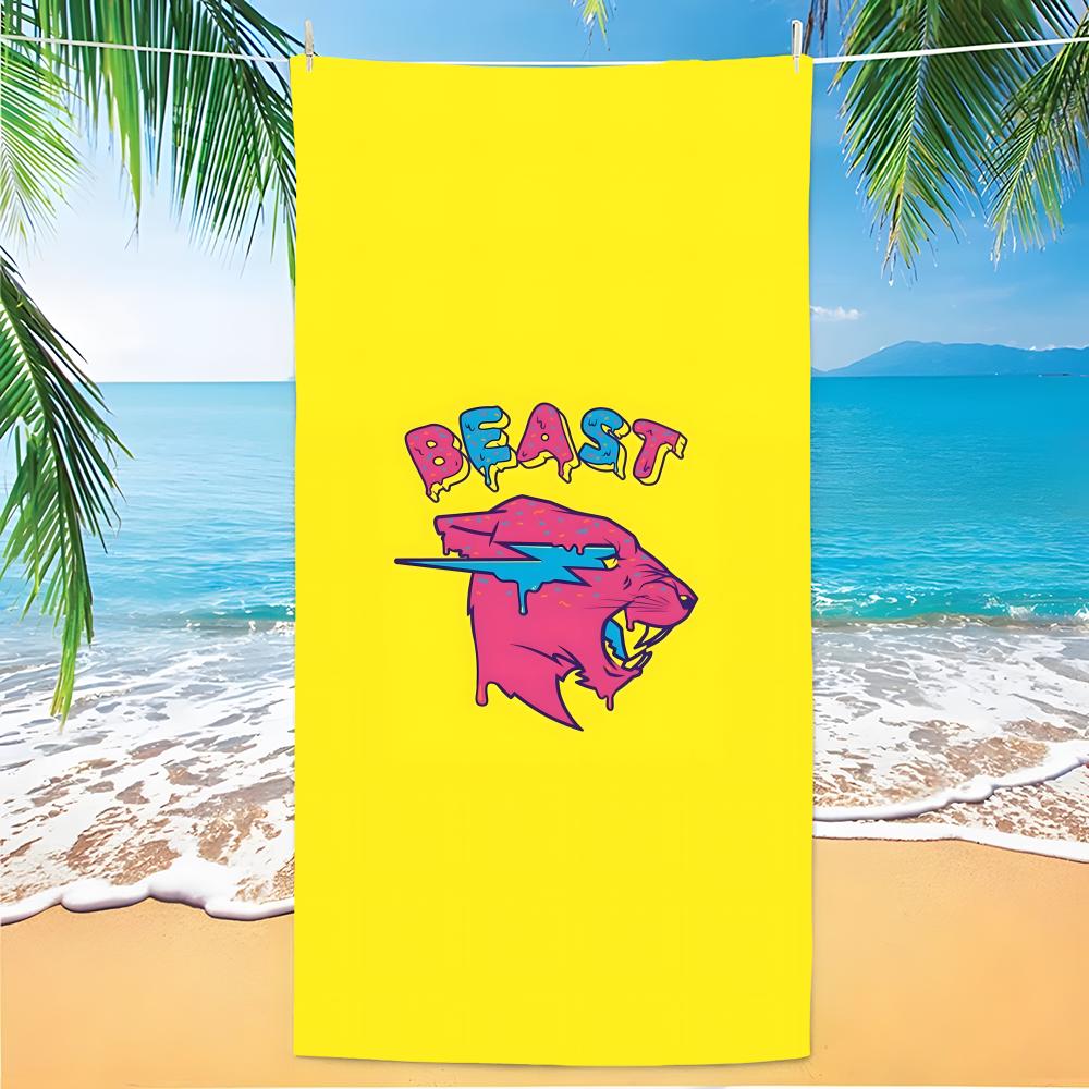 Person MrBeast Towel Polyester Beach Towel Quick Dry Sand Free Bath Towel for Summer Pool Travel Vacation