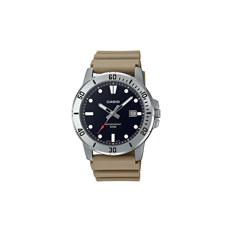 

Casio 50 meters waterproof quartz movement resin strap Japanese and Korean watch men s watch black dial MTP-VD01-5EV чёрный