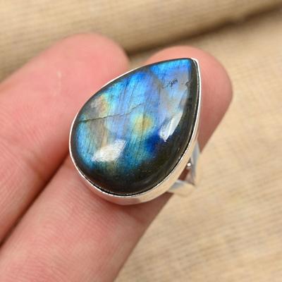 Amazing Labradorite Gemstone Handmade Solid 925 Sterling Silver Ring Jewelry