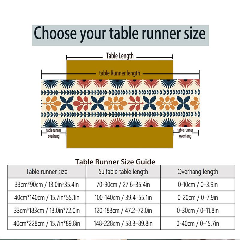 Retro Floral Pattern Table Runner, Dining Table Decor, Long Tablecloth, Rustic Style Tea Table Runner