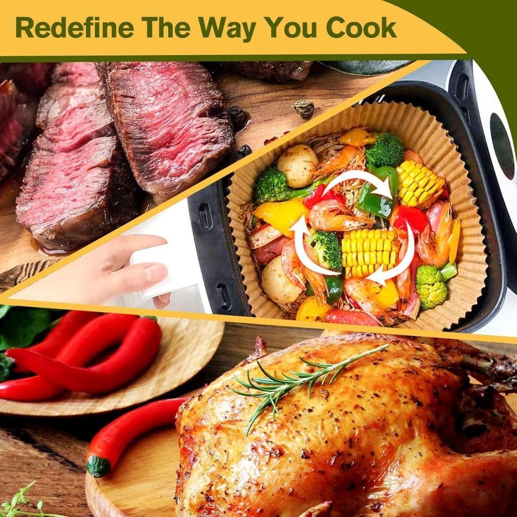 20/50 Stück Heißluftfritteuse Einweg-Papierauskleidungen Quadratische Papierauskleidung Ölbeständig, Wasserdicht, Backpapier zum Backen, Braten, Mikrowelle