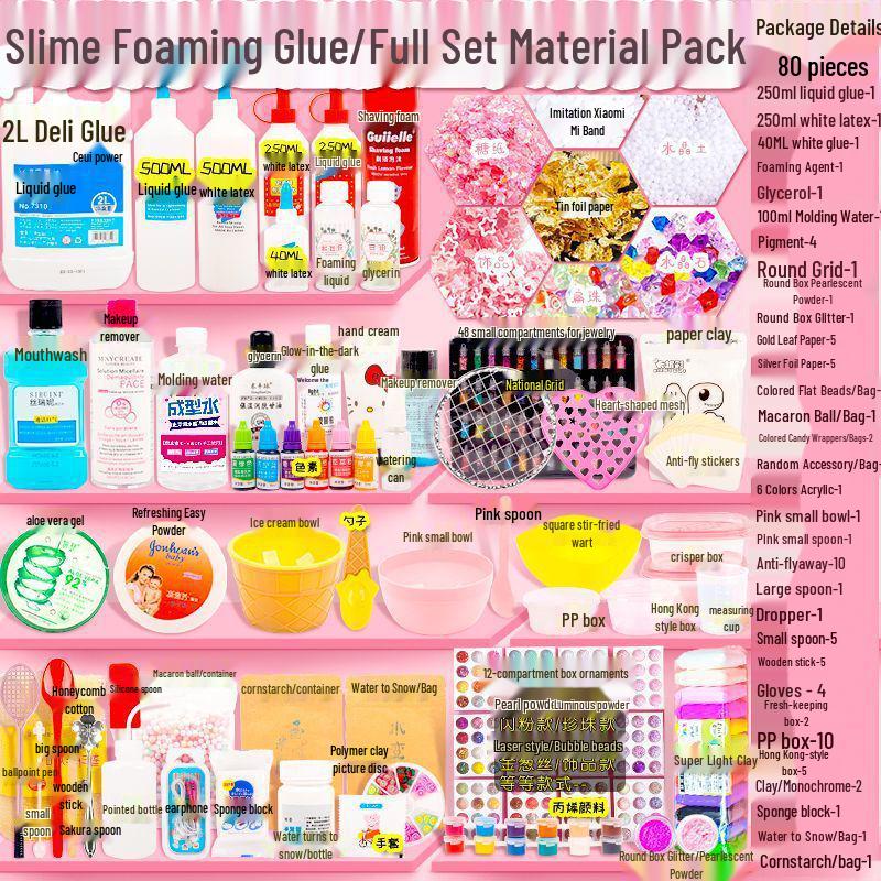 Crystal Clear Slime Making Kit - Complete Set with Foam Glue and Liquid Glass Materials