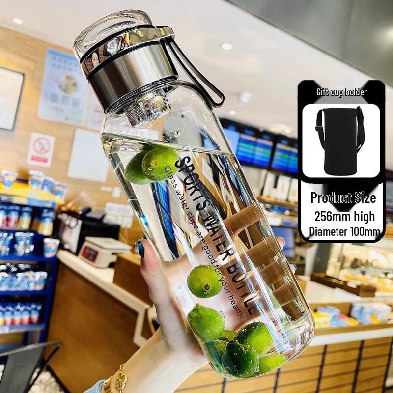 Durable High Borosilicate Glass Water Bottle with Tea Infuser – Large Capacity, Drop-Proof, High-Temperature Resistant