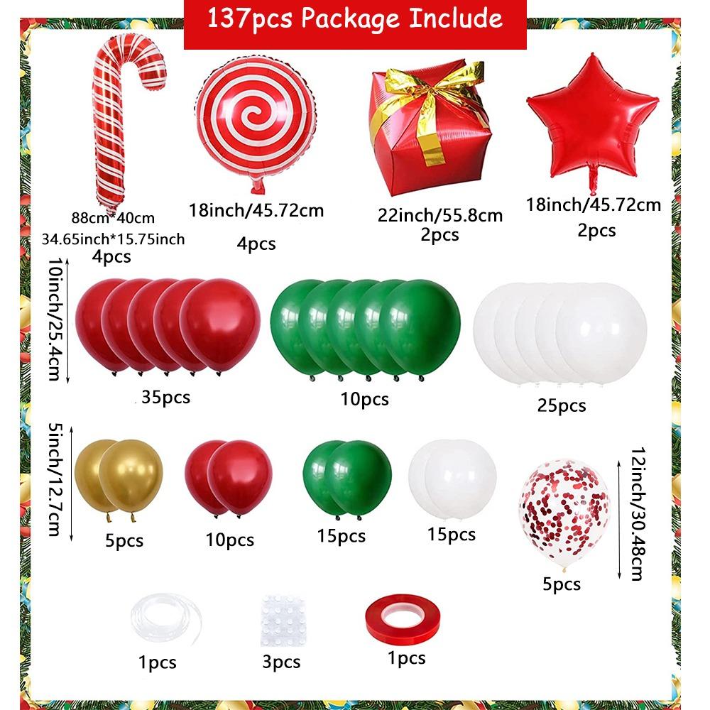 Christmas Balloon Set Candy Cane Aluminum Film Balloon Red Green White Christmas New Year Balloon Chain Arch Wreath Set