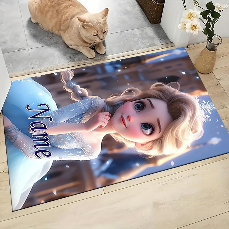 Custom Name Frozen Sisters Embrace Carpet Rug Customizable Soft Washable Anti-Slip Home Living Room Sofa Mats Personalized Rug. 0909282