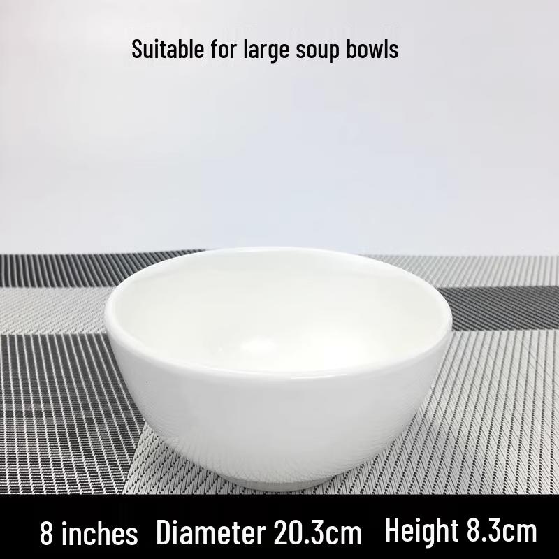 Tianyajing 8-inch White Ceramic Thickened Rice Bowls (10-Pack)