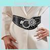 Waist Retro Metal Belt With Floral Water Digger Decor For Women Skirts Outerwear