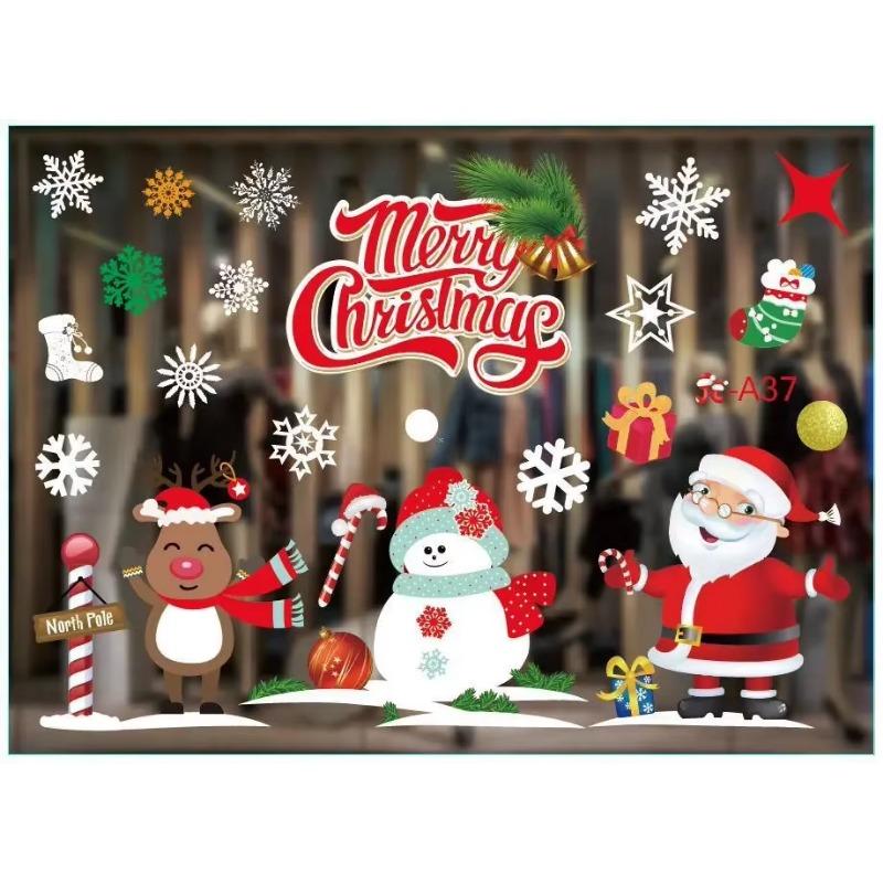Adesivos de janela de Natal Adesivo de parede de Natal Decalques de parede para quarto de crianças Decorações de Natal para casa Adesivos de ano novo