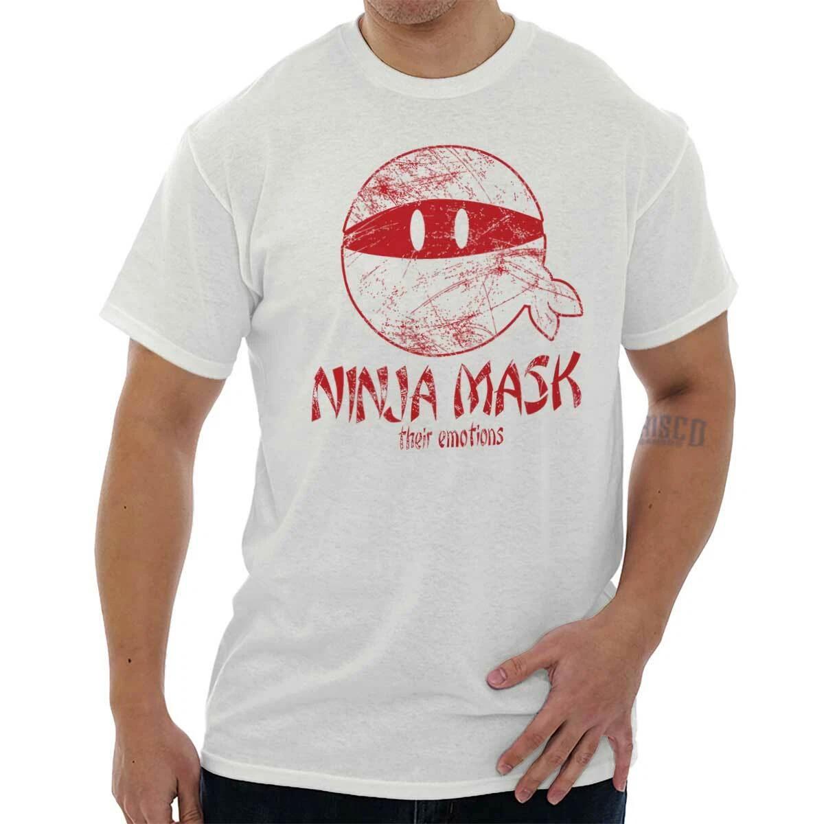 Funny Pun Ninja s Mask Their Emotions Joke Womens or Mens Crewneck T Shirt Tee S
