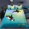 Whale Comforter Cover Twin King Size,Child Kids Orca Family Mother & Baby Swimming In The Ocean Theme,polyester Duvet Cover Set