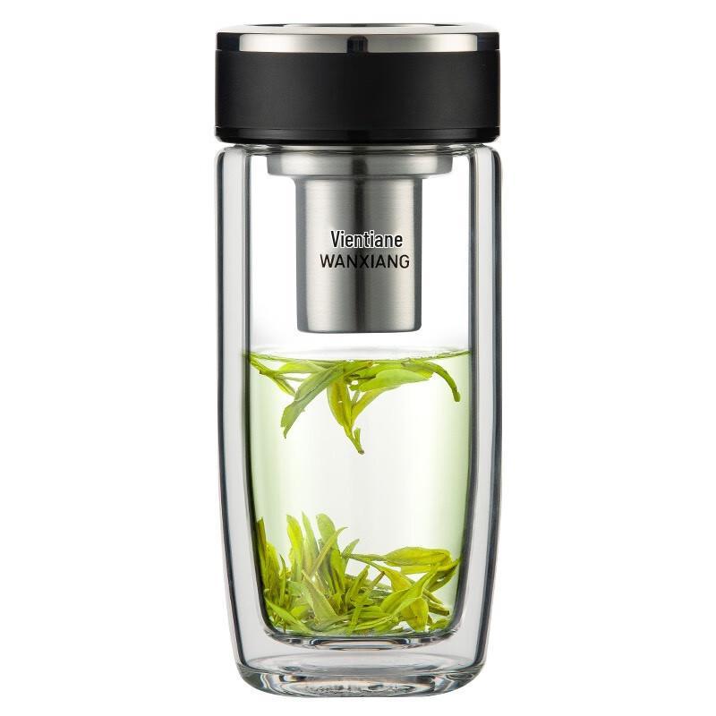 High-End Double-Walled Glass Bubble Cup: Large, Portable, Heat-Resistant Water Cup for Home and Car Use