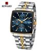 Business Quartz Watch Men Gold White Chronograph Dress Wristwatch with Stainless Steel Band Auto Date Luminous Hands 24-hour