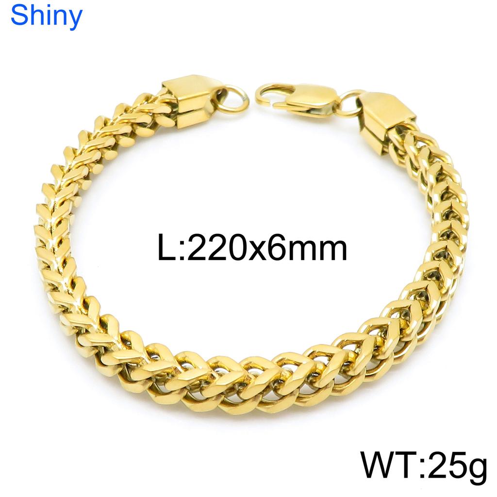 Premium Stainless Steel Front And Back Chain Bracelet, Simple Vacuum Plated Keel Chain, Japanese Buckle Men'S Jewelry