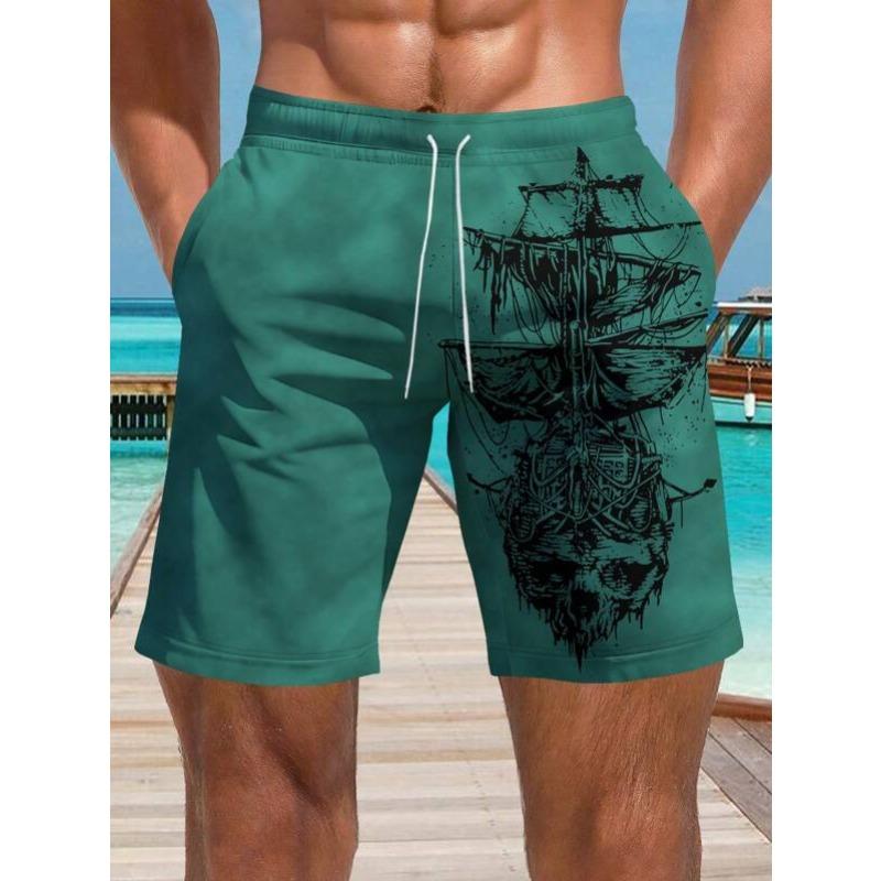 Summer 3D Skeleton Pattern Print Shorts Fashionable Casual Beach Men's Shorts