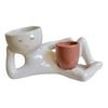 Yousheng Lazy Guy Jardinier din rășină Culcat Figura Ghiveci de flori cu orificiu de drenaj Jardinier de masă pentru suculente Cactus Decor de grădină interioară
