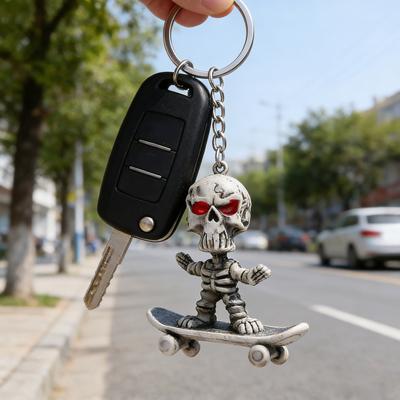 Schedel Sleutelhanger Hanger Creatieve Zachte Rubberen Skateboard Met Schedel Sleutelhanger Waterdicht Voor Sleutel Of Tassen