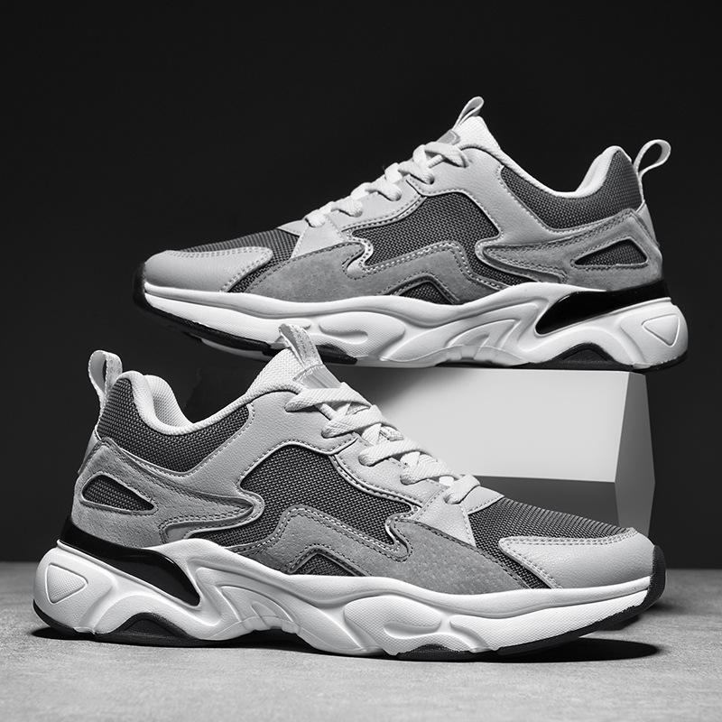 

Мужская обувь четыре сезона новая сетчатая дышащая спортивная обувь простая модная платформа молодежная повседневная обувь мужчины 45 серый