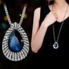 Korean Water Drop Sweater Chain Long Women's High-end Design Crystal Necklace Versatile Clothes