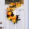 Halloween Moon Cat Wreath Simulation Hanging Pendant Autumn Rustic Crafts Spooky Halloween Decorations for Home Party