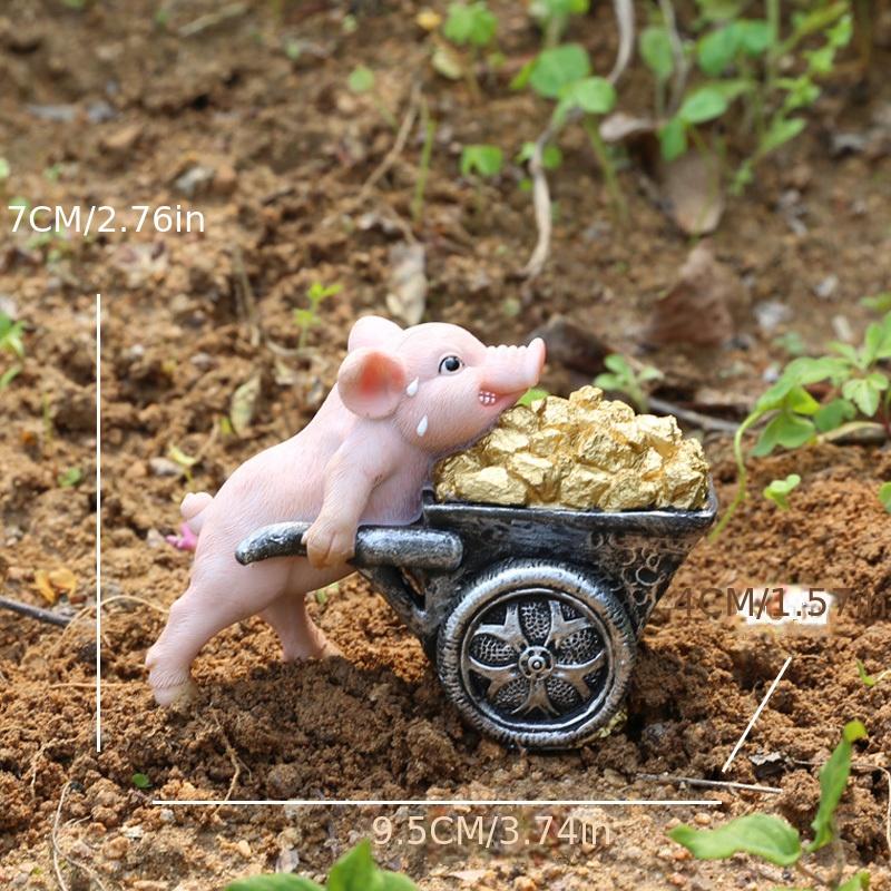 Animal Garden Statue, Cute Pig Funny Outdoor Sculpture, Resin Lawn Ornaments Decor, Indoor OutdoorFigurines For Garden Lawn