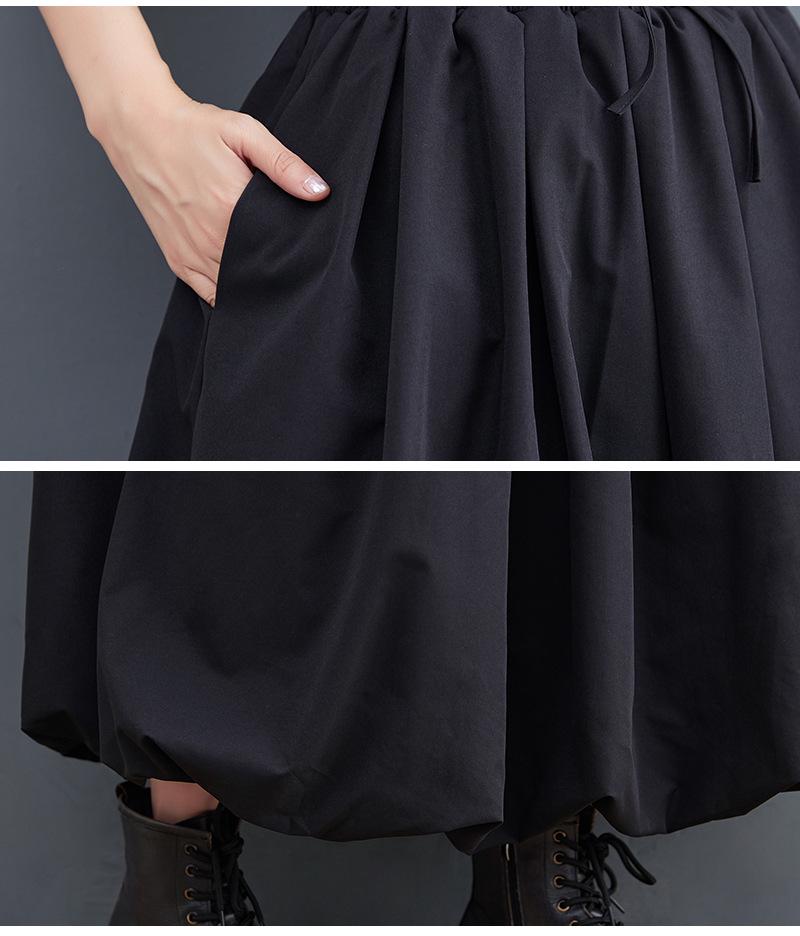 2024 Spring High Waist Slimming Elastic Tie Lantern Midi Skirt