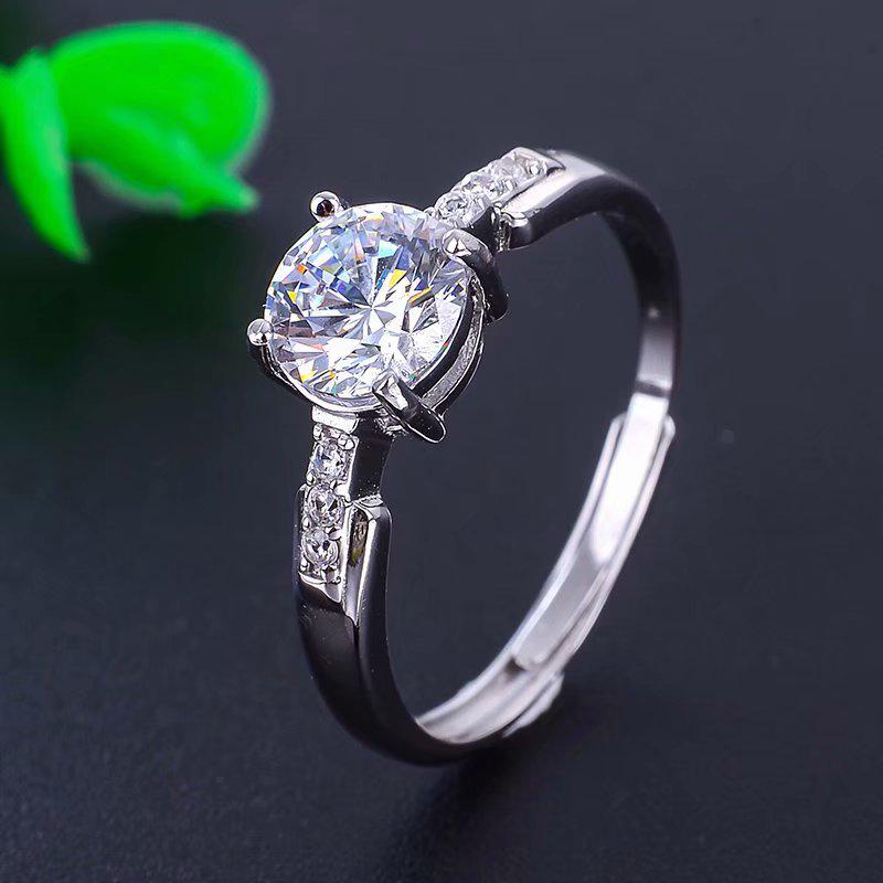 Adjustable S925 Silver Overlapping Ring for Moissanite, Diamond Style, Birthday Gift