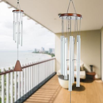 Wind Chimes – Silver 6-Pipe Hanging Showpiece for Balcony, Home & Living Room | Ideal Housewarming Gift & Vastu Décor & Outdoors