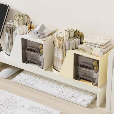 Aufbewahrungsregal Drehbarer Stifthalter 360 Grad Drehbarer Schreibtischorganizer mit 4 Fächern Schubladen Kunststoff Schreibwaren Organizer