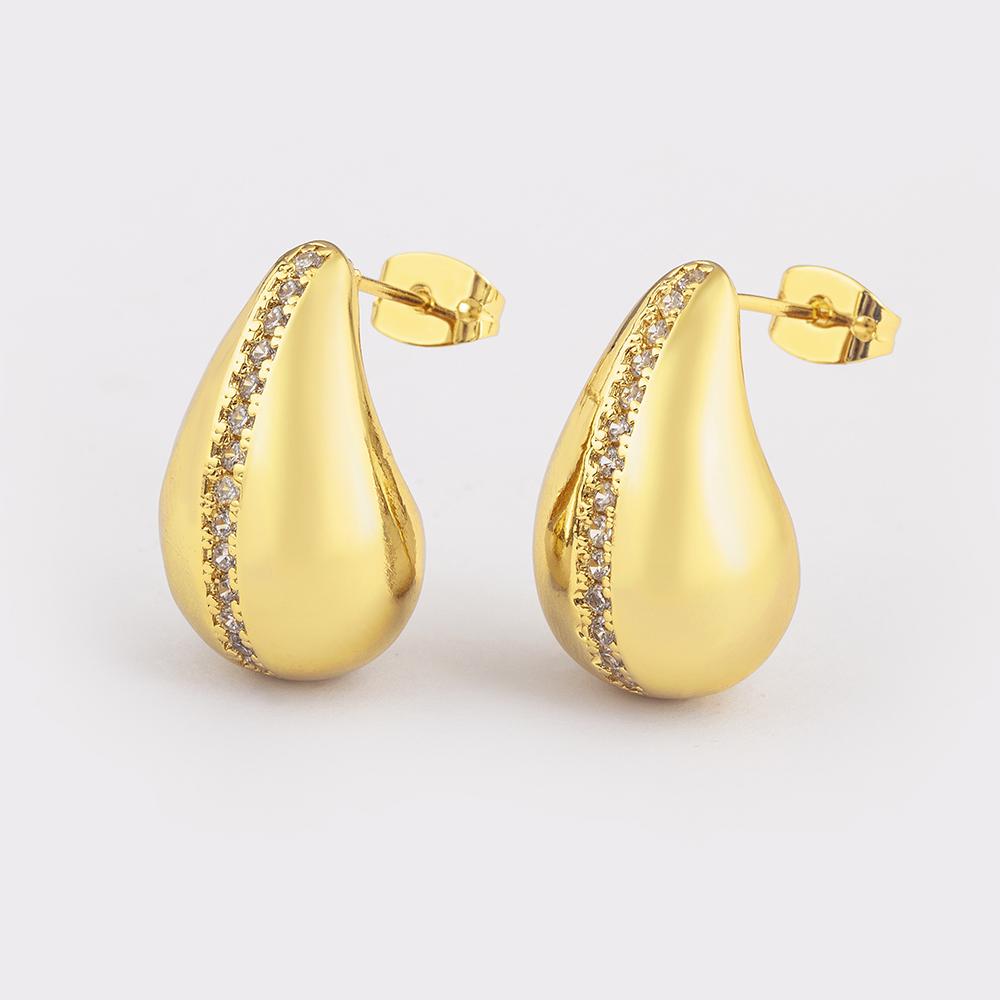 Nidin Classic High Quality Water Drop Shape Gold/Silver Color Women Girls Fashion Zircon Earrings Wedding Jewelry New Year Gift