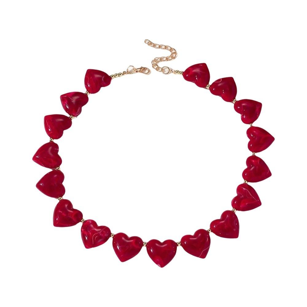 Love Heart Acrylic Necklace Choker Sweater Chain Fashion Women Clavicle Chain  Beach