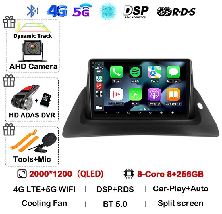 Android 14 Carplay Auto 4G+WIFI For Renault Kangoo 2009-2012 2015 2016 2017 2018 Car Radio Multimedia Stereo Video Player GPS BT