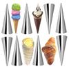 16 Stück Sahnerollenformen Edelstahl, Sahnehorn-Körbchen Croissantform für Cannoli-Röhren Eiscreme-Damen