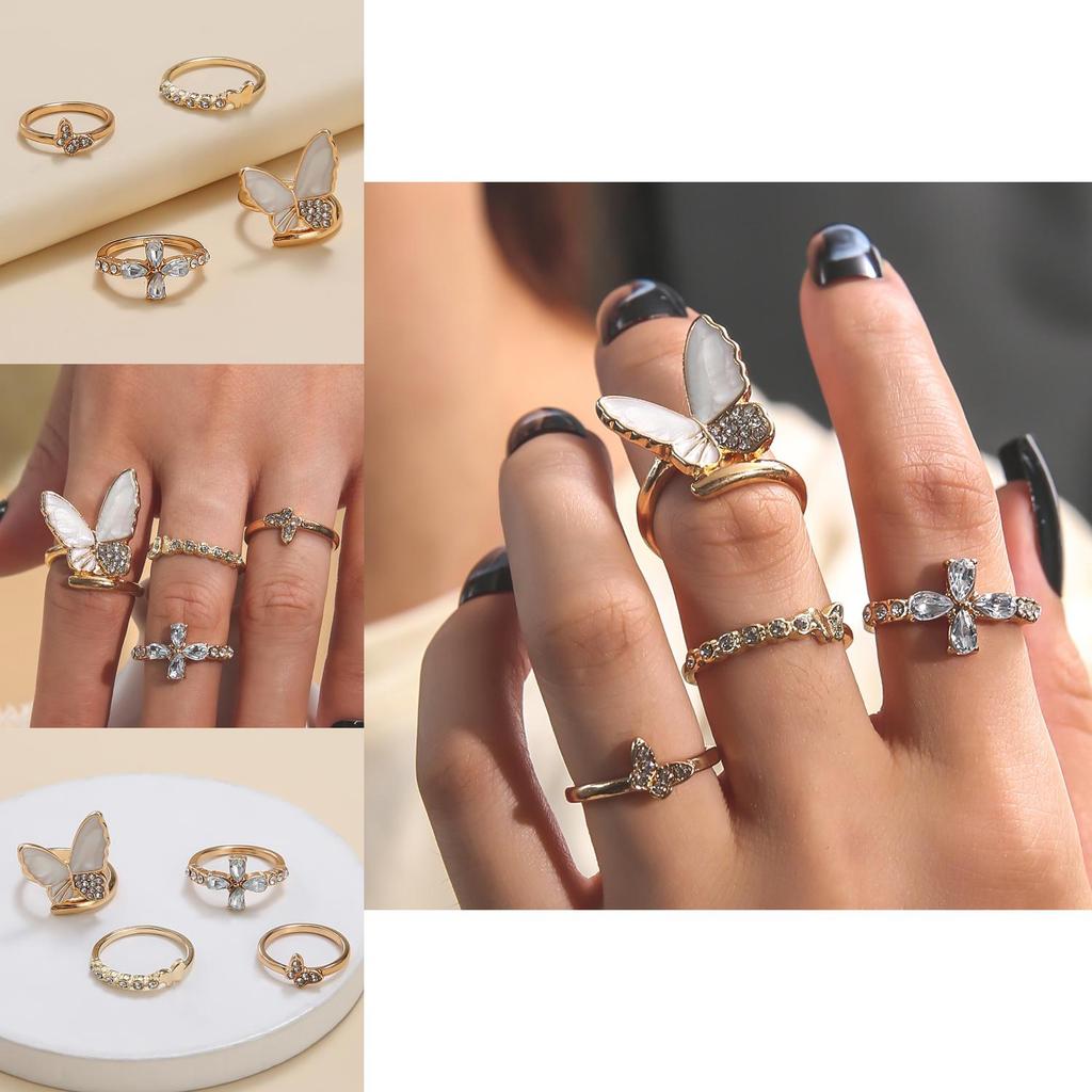 Elegant And Stylish Butterfly Diamond Ring Set Fashion Accessories