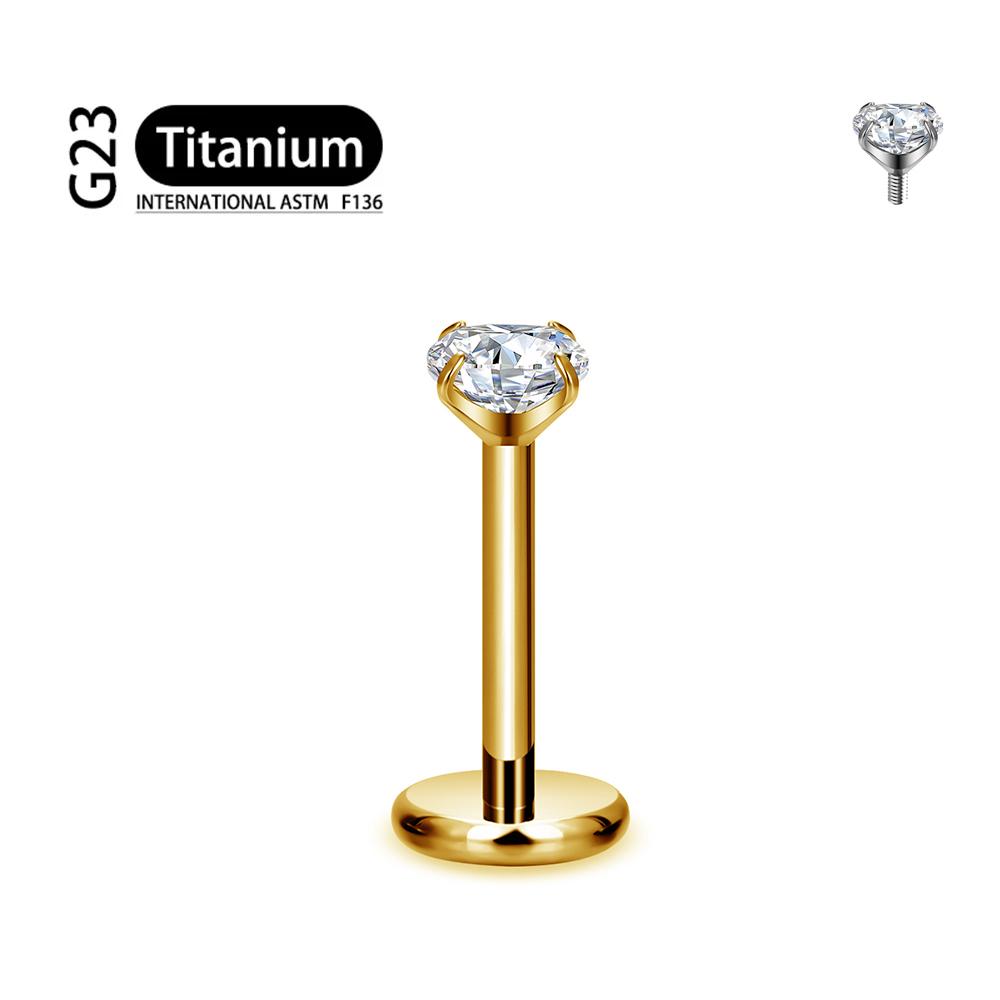 Titanio F136 2/2,5/3/4/5/6Mm Stud Labret con Zirconia Cubica 16G Trago Elica Cartilagine Conchiglia Flatback Lobo Orecchio Piercing Gioielli Corpo
