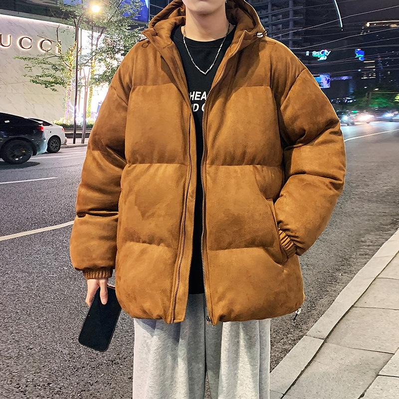 

Зимняя новая замшевая хлопковая куртка с подкладкой, мужской свободный тепловой топ, утолщенная куртка-обманка из двух частей, мужская хлопковая куртка с капюшоном 5XL темно-коричневого
