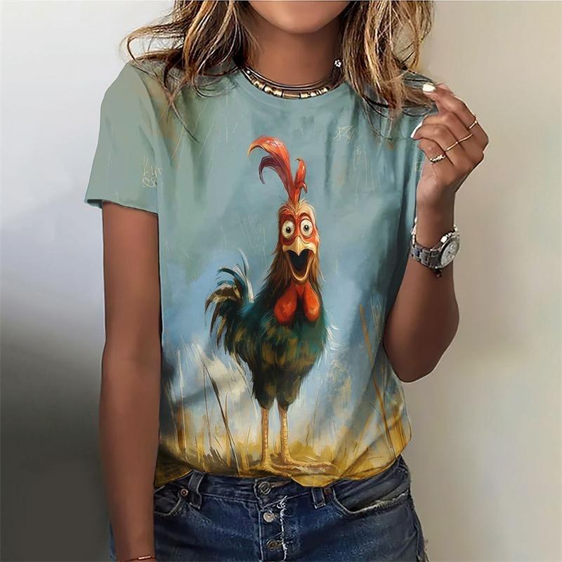 Funny Animal Smile Graphic Women Cute Cartoon Style 3D Print Leisure Street Harajuku Tee Top Y2k Summer