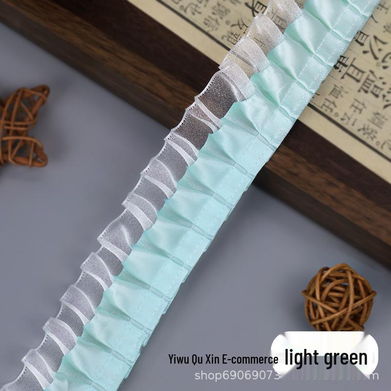 Doppellagiges 4 cm gefaltetes Polyester-Chiffon-Spitzenband mit Herzdesign